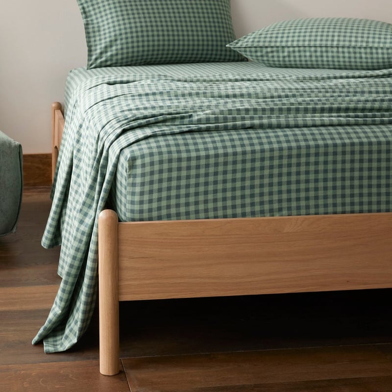 Stonewashed Cotton Gumleaf Gingham Sheet Set