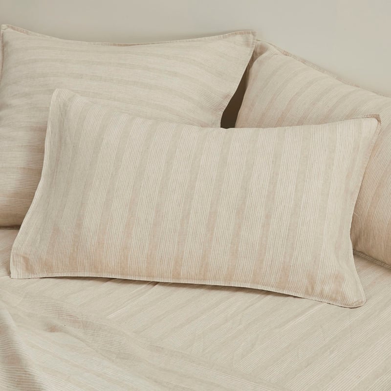Vintage Washed Linen Fine White & Linen Stripe Sheet Separates