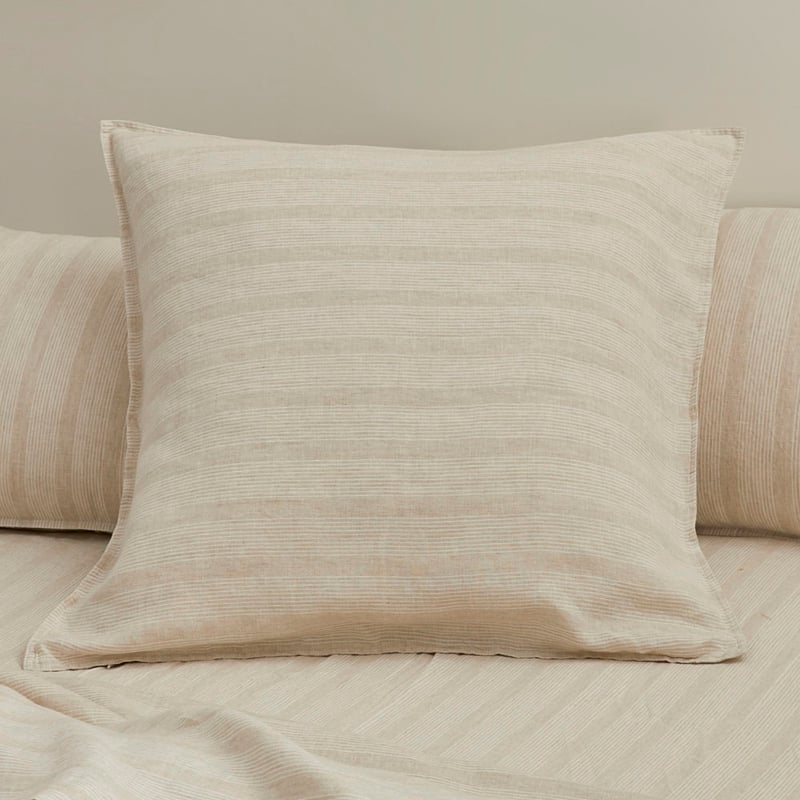 Vintage Washed Linen Fine White & Linen Stripe Sheet Separates