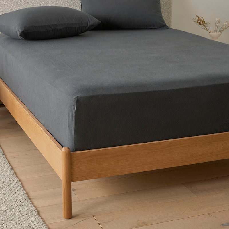 Flannelette Charcoal Plain Dye Sheet Separates