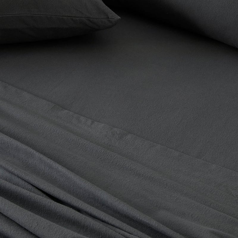 Flannelette Charcoal Plain Dye Pillowcases