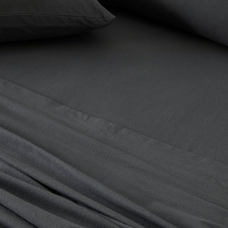 Flannelette Charcoal Plain Dye Sheet Set