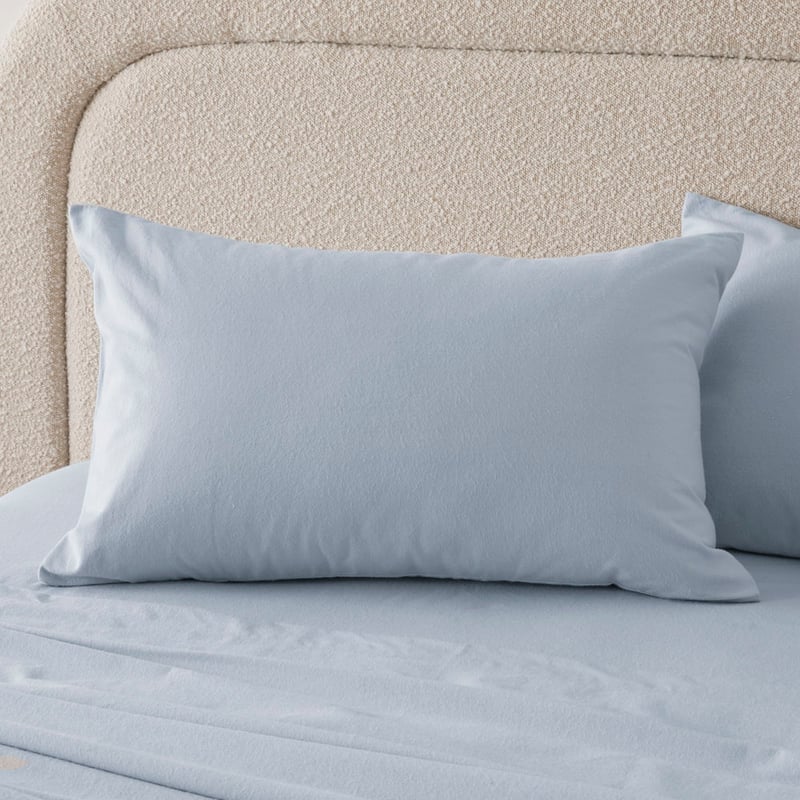 Flannelette Ice Blue Plain Dye Pillowcases