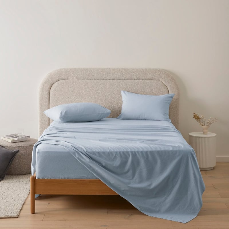 Flannelette Ice Blue Plain Dye Sheet Set