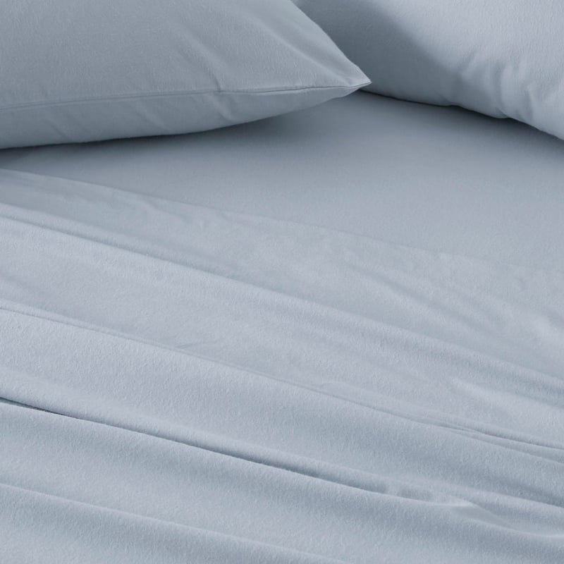 Flannelette Ice Blue Plain Dye Sheet Set
