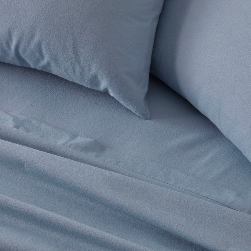 Flannelette Steel Blue Plain Dye Sheet Set