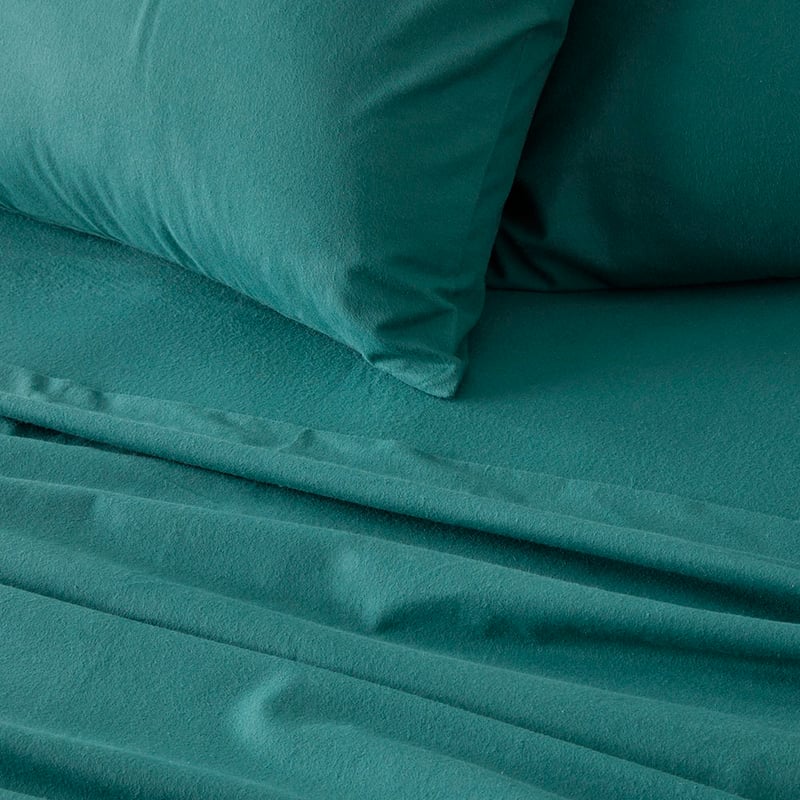 Flannelette Teal Plain Dye Sheet Separates