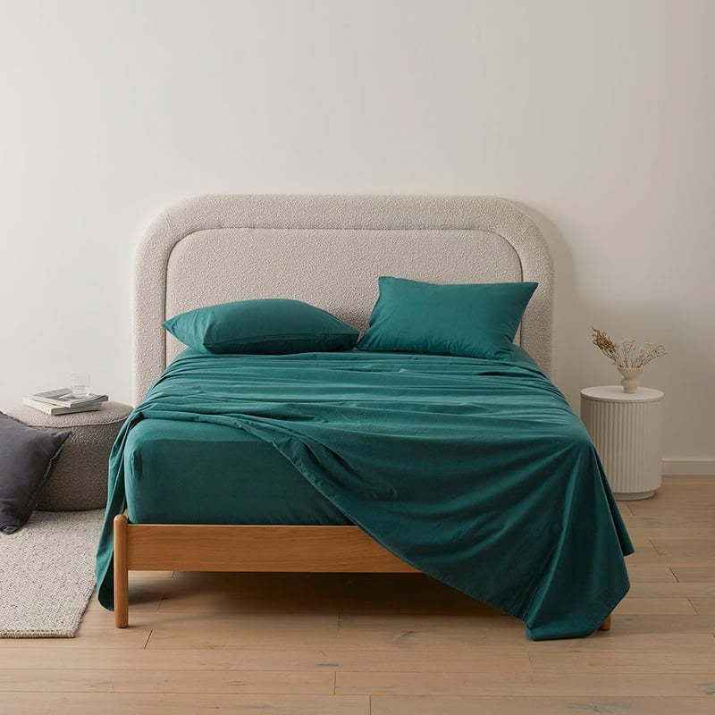 Flannelette Teal Plain Dye Sheet Set
