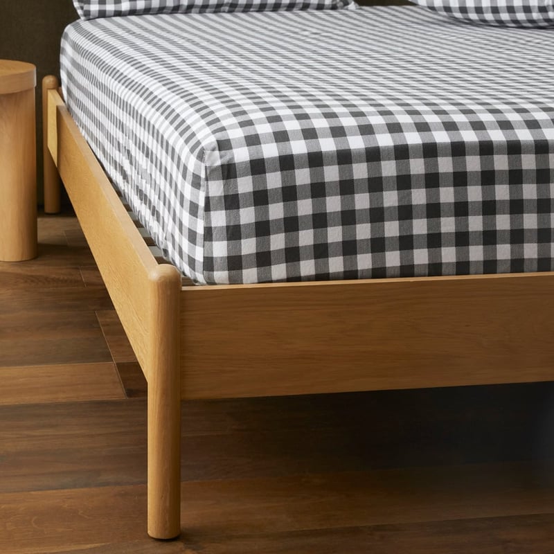 Flannelette Printed Charcoal Check Fitted Sheet Separates