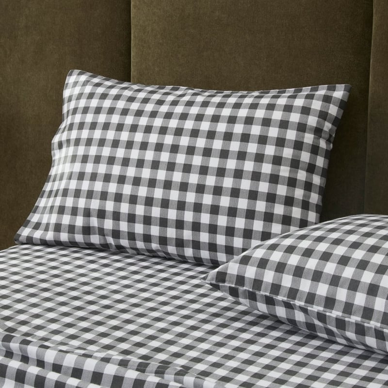 Flannelette Printed Charcoal Check Fitted Sheet Separates