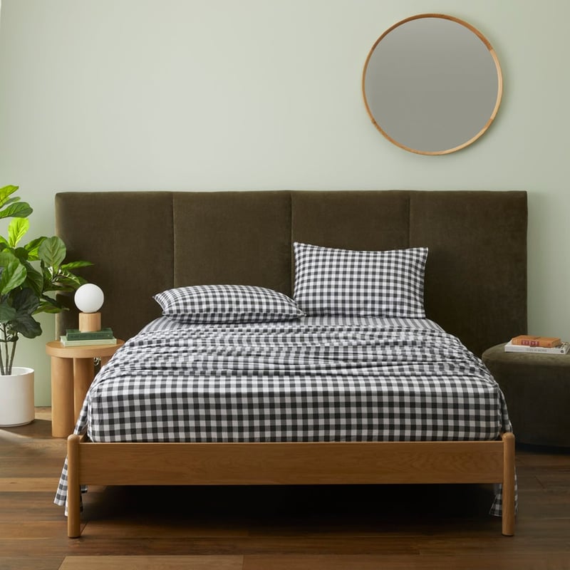 Flannelette Printed Charcoal Check Fitted Sheet Separates