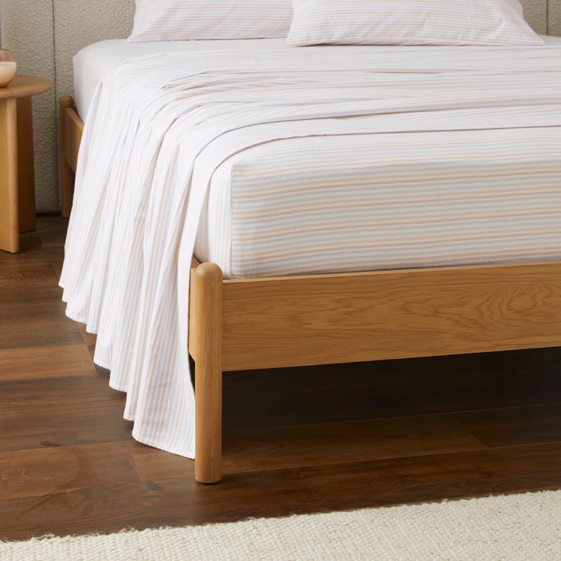 Flannelette Printed Natural Stripe Fitted Sheet Separates