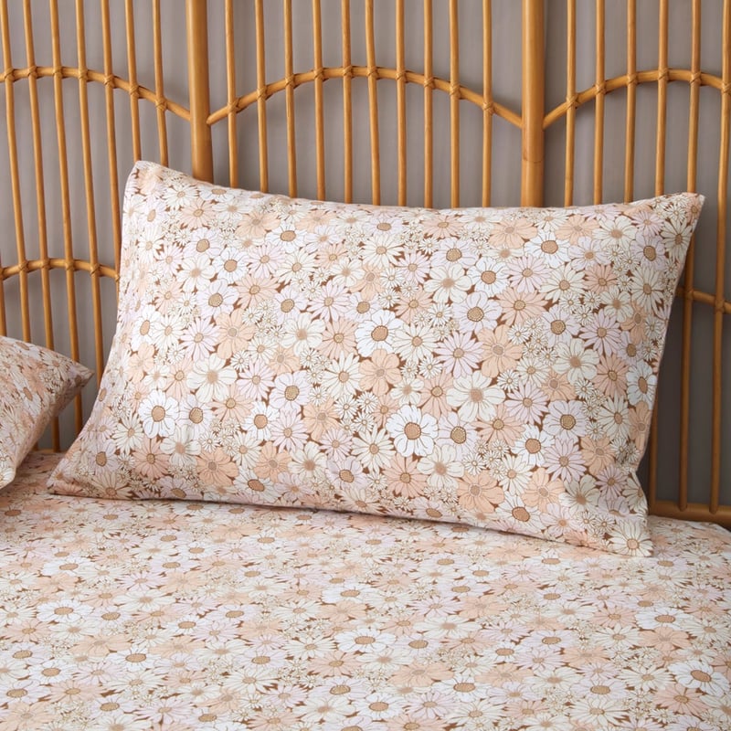 Flannelette Printed Daisy Fields Pink Sheet Set