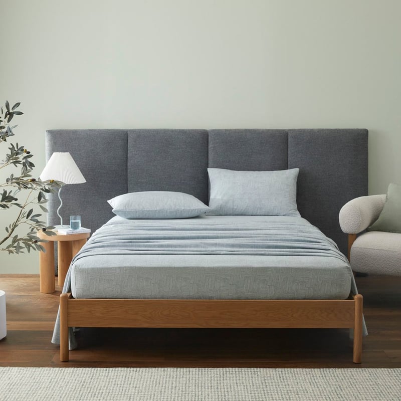 Flannelette Printed Sage Lines Sheet Set