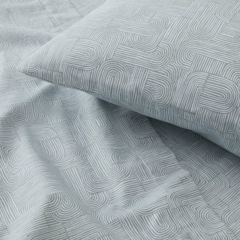 Flannelette Printed Sage Lines Sheet Set