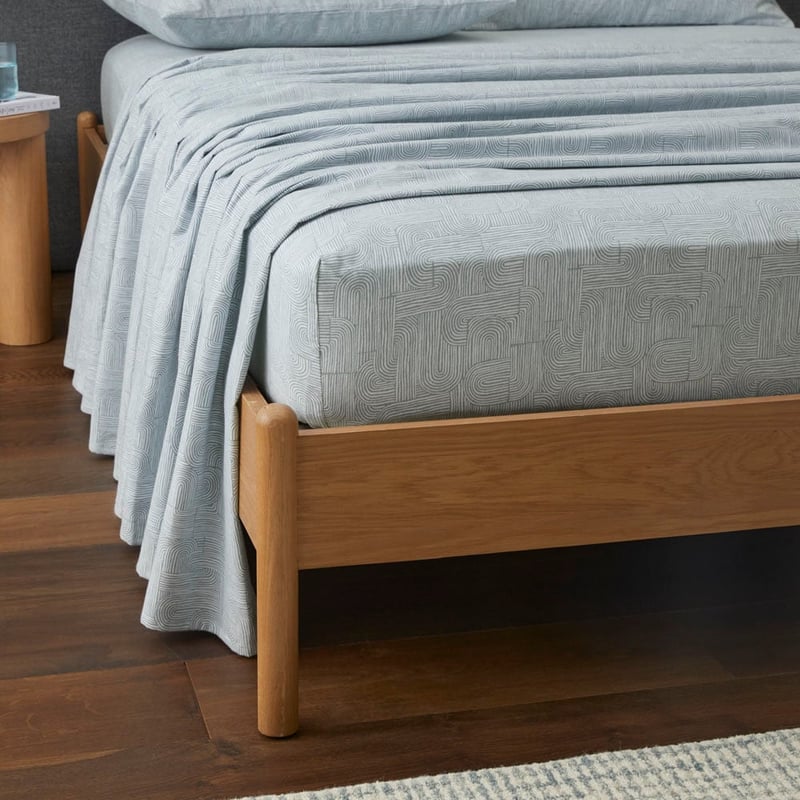 Flannelette Printed Sage Lines Sheet Set