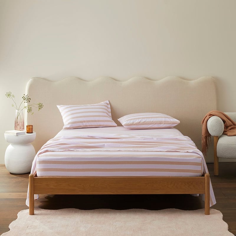 Flannelette Printed Pink Stripe Sheet Set