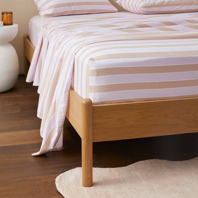 Flannelette Printed Pink Stripe Sheet Set