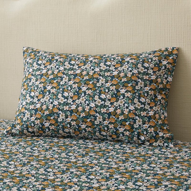 Flannelette Printed Libertine Floral Green Fitted Sheet Separates