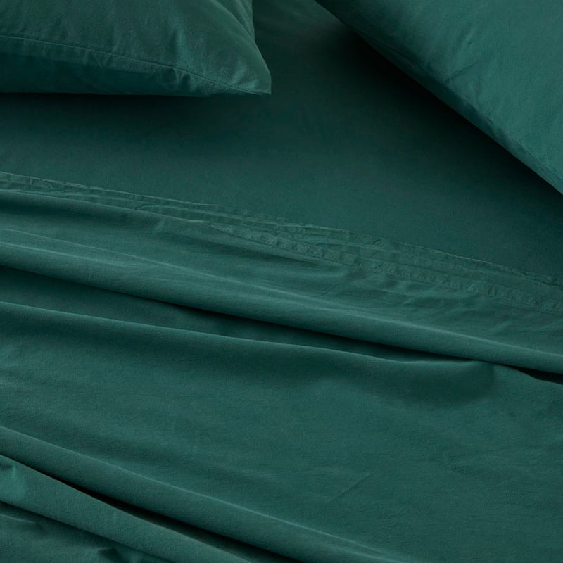 Stonewashed Cotton Evergreen Sheet Set
