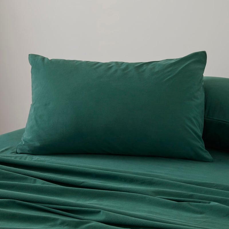 Stonewashed Cotton Evergreen Sheet Set