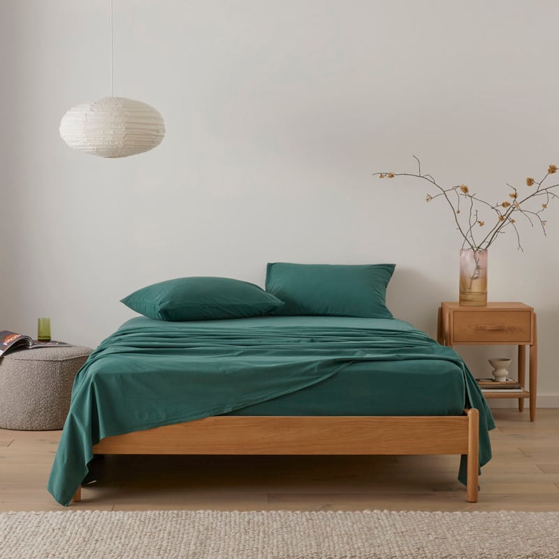 Stonewashed Cotton Evergreen Sheet Set