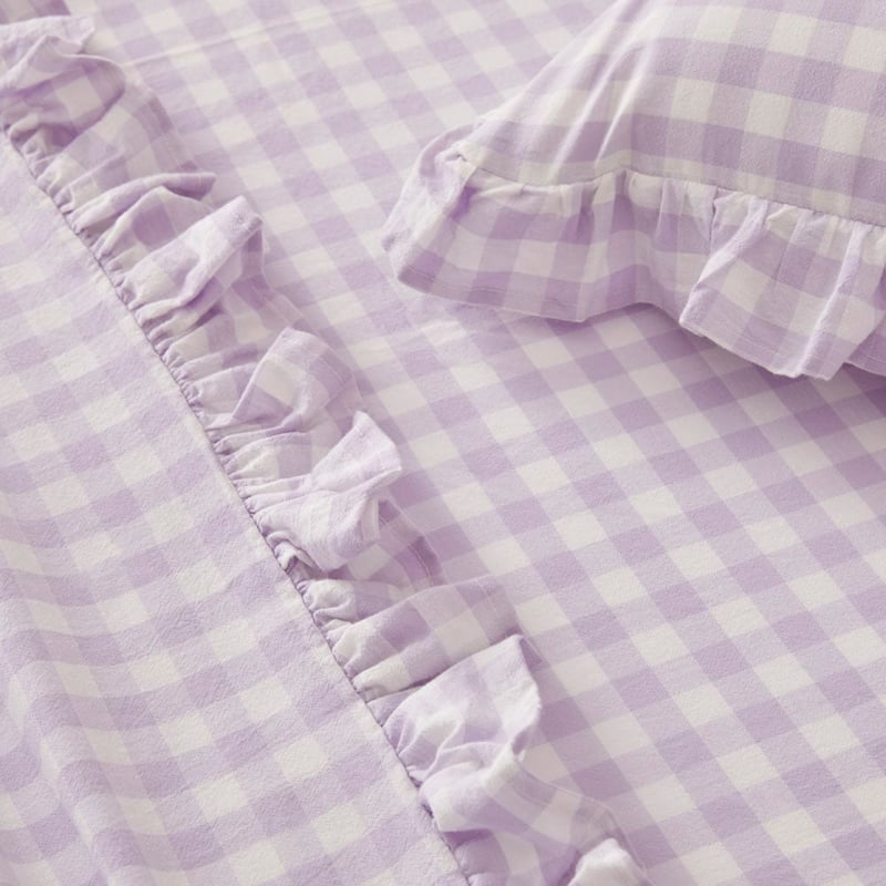 Ruffle Lilac Gingham Sheet Set