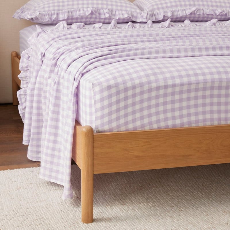 Ruffle Lilac Gingham Sheet Set
