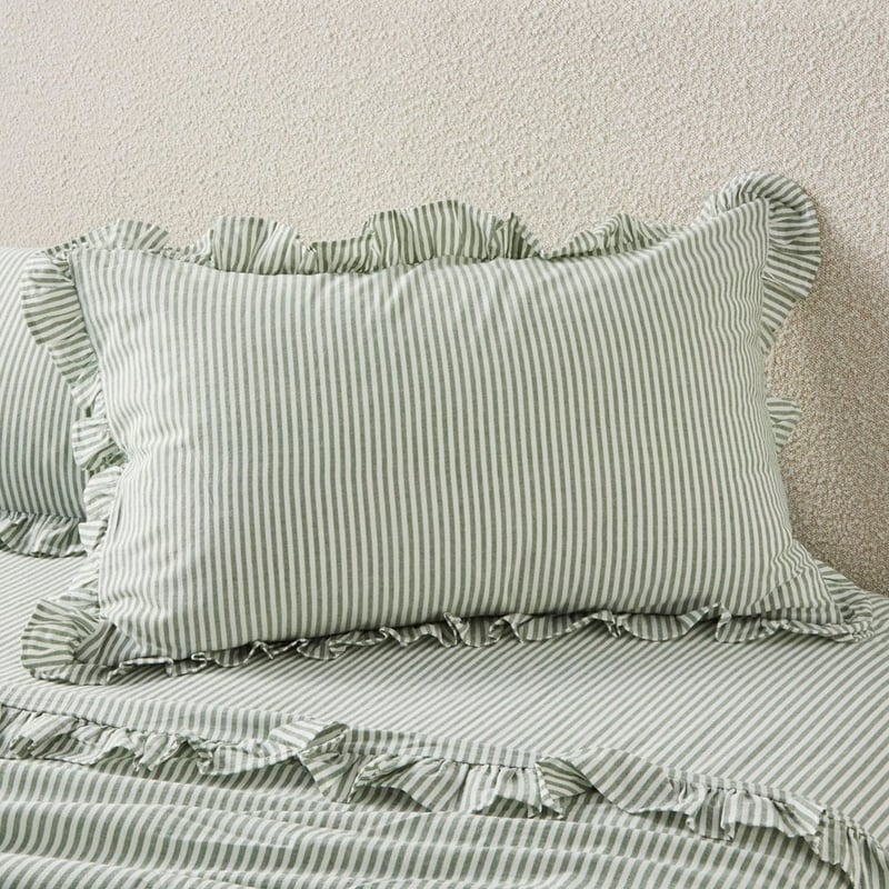 Ruffle Gumleaf Stripe Sheet Set