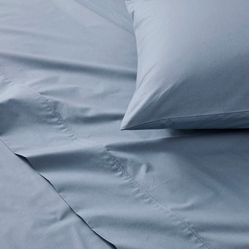 Fresh Cotton Percale Denim Sheet Set