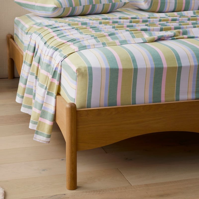 Yarn Dyed Sephora Stripe Garden Green Sheet Set