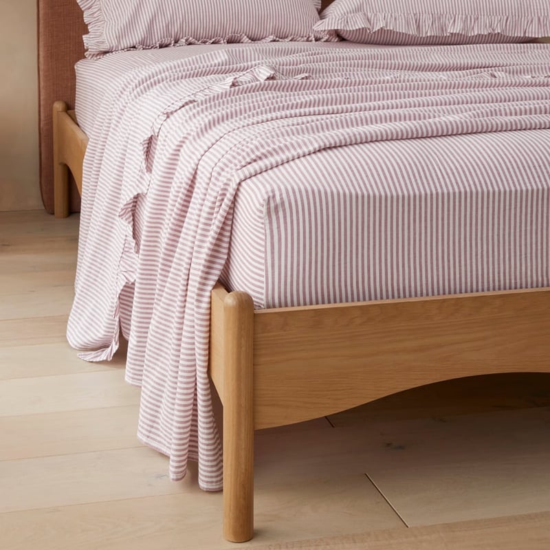 Ruffle Grape Stripe Sheet Set