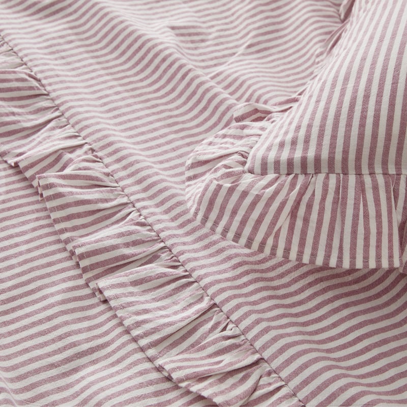 Ruffle Grape Stripe Sheet Set