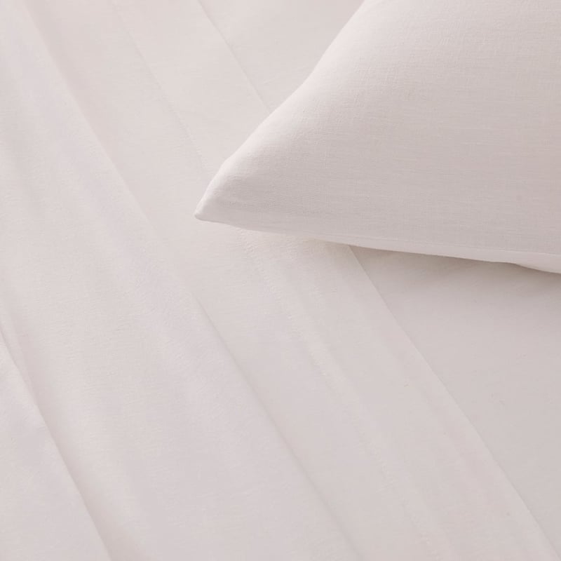 Washed Bamboo Linen White Sheet Set