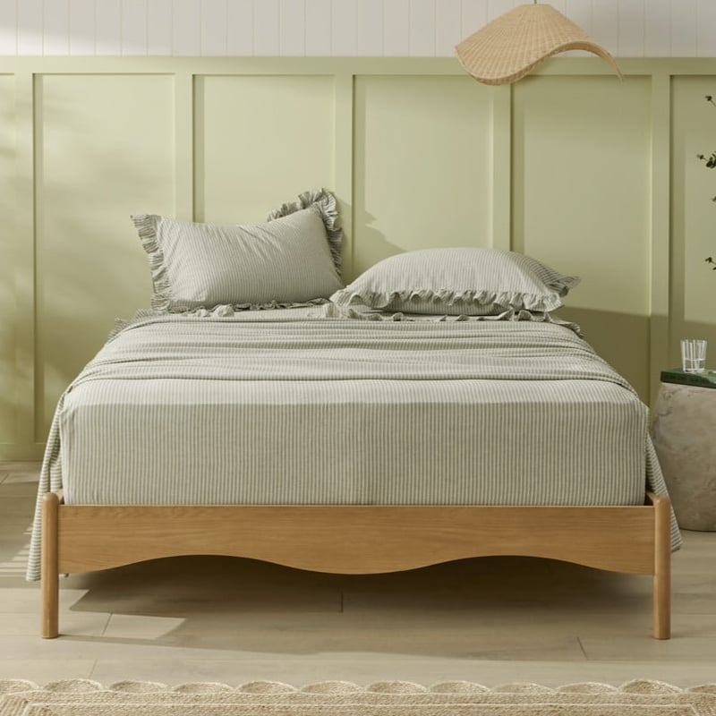 Ruffle Basil Stripe Sheet Set