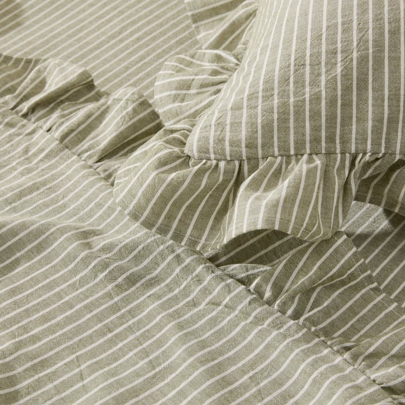 Ruffle Basil Stripe Sheet Set