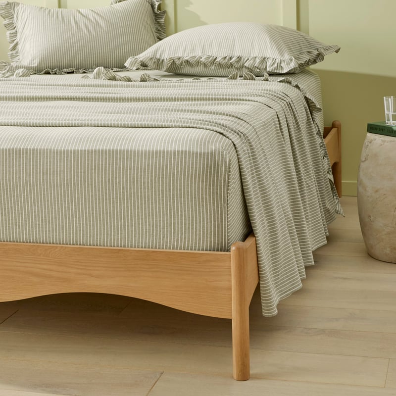 Ruffle Basil Stripe Sheet Set