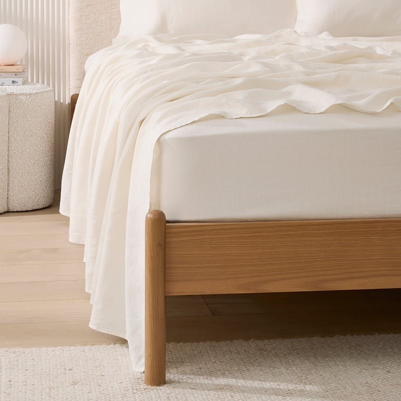 Vintage Washed Linen Coconut Sheet Set