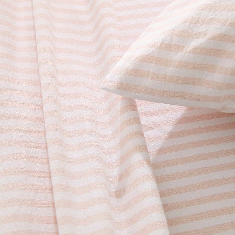 Yarn Dyed Nude Pink Stripe Sheet Set