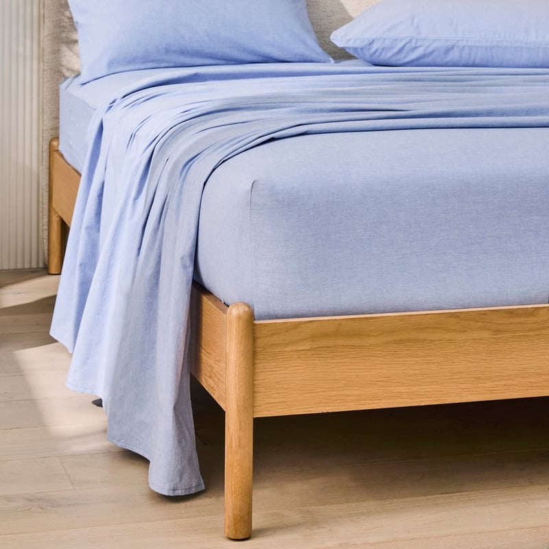 Stonewashed Cotton Chambray Blue Sheet Set