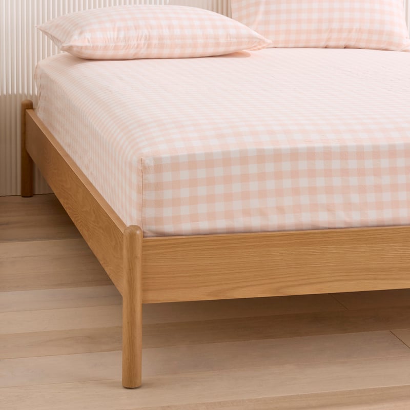 Stonewashed Cotton Peach Gingham Sheet Set