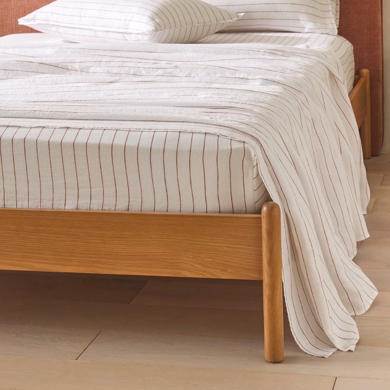 Vintage Washed Linen Cinnamon Stripe Sheet Separates