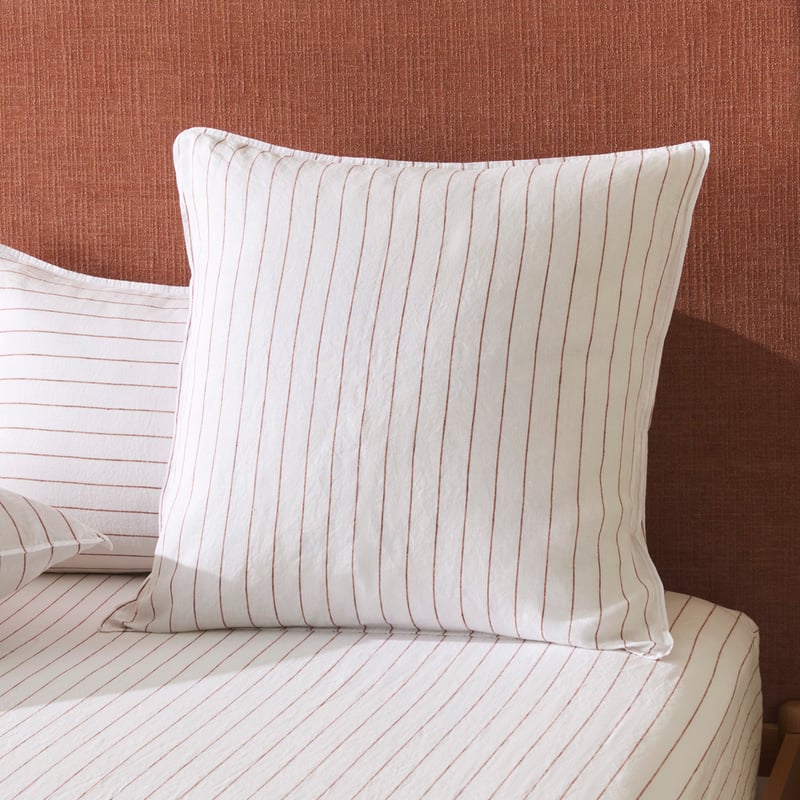 Vintage Washed Linen Cinnamon Stripe Sheet Separates
