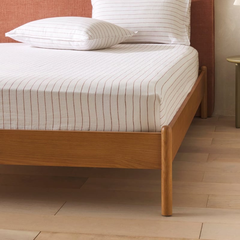 Vintage Washed Linen Cinnamon Stripe Sheet Set