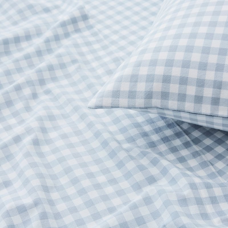 Yarn Dyed Dusty Blue Gingham Sheet Set