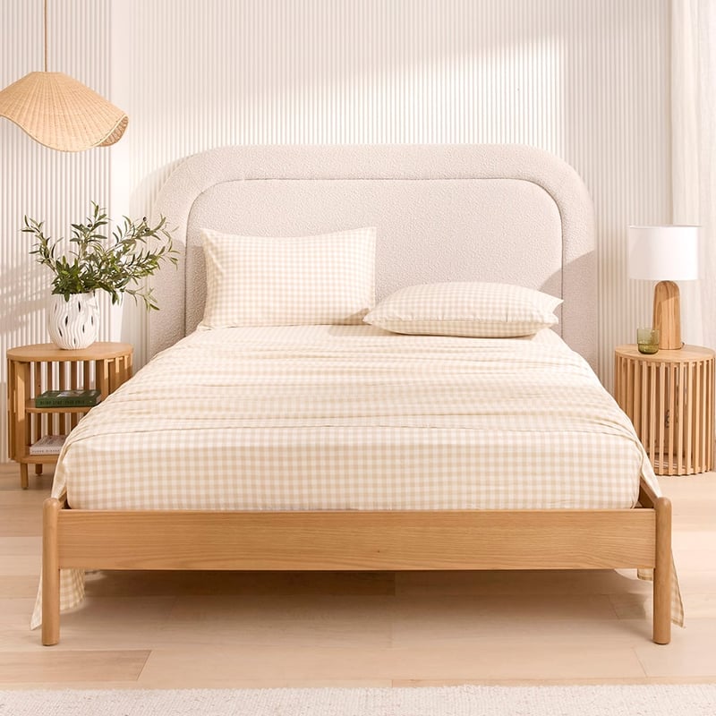 Yarn Dyed Stone Gingham Sheet Set