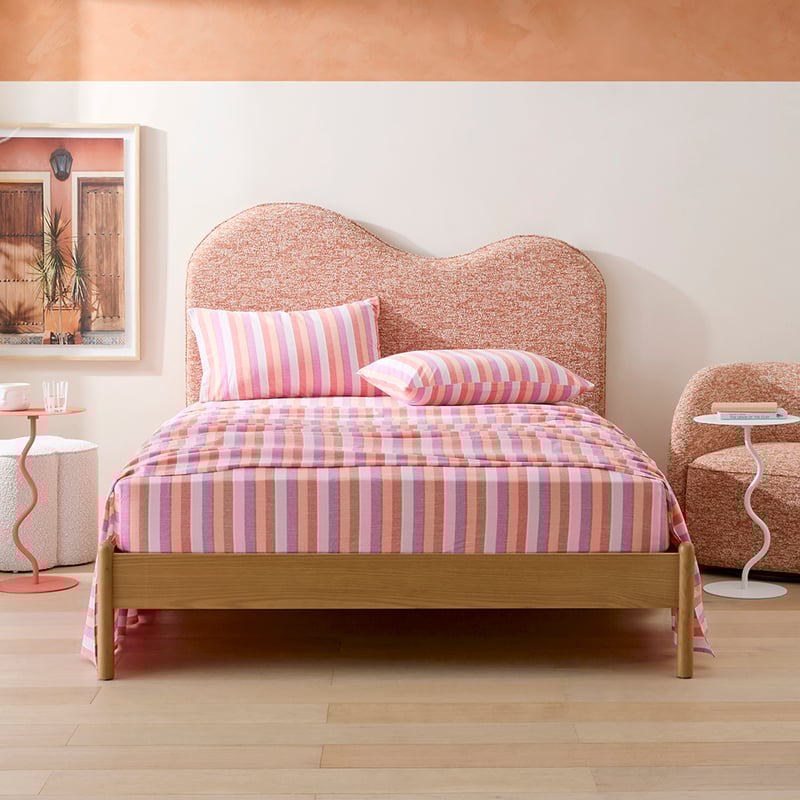 Yarn Dyed Magenta Fiesta Stripe Sheet Set