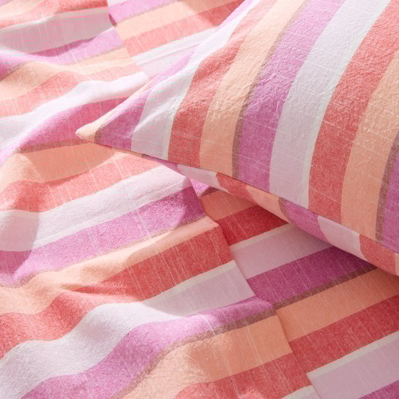 Yarn Dyed Magenta Fiesta Stripe Sheet Set