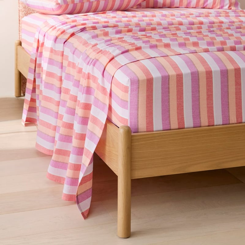 Yarn Dyed Magenta Fiesta Stripe Sheet Set