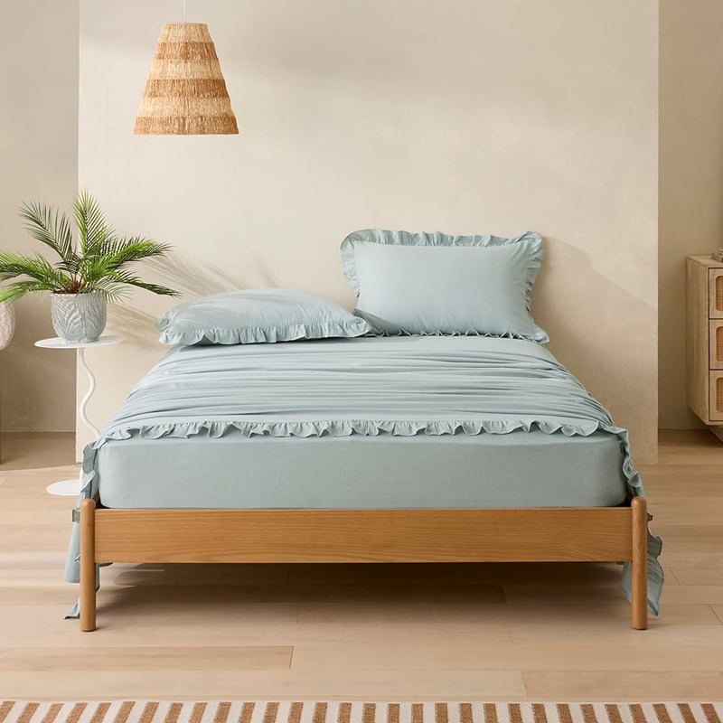 Ruffle Dusty Blue Sheet Set